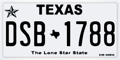 TX license plate DSB1788
