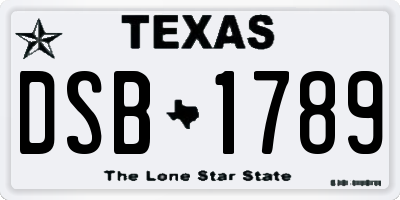 TX license plate DSB1789
