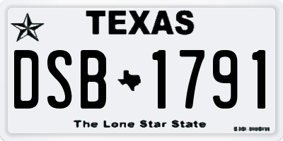 TX license plate DSB1791