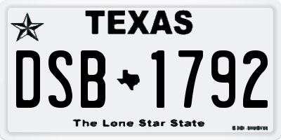 TX license plate DSB1792