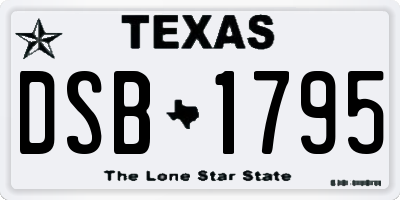 TX license plate DSB1795
