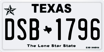 TX license plate DSB1796
