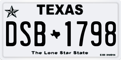 TX license plate DSB1798