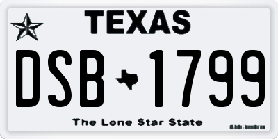 TX license plate DSB1799