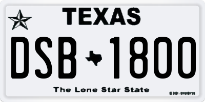 TX license plate DSB1800