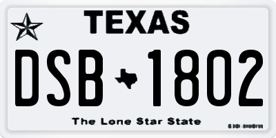 TX license plate DSB1802