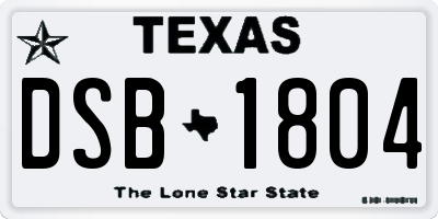TX license plate DSB1804