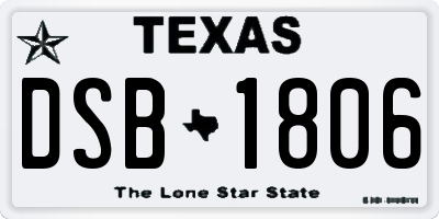 TX license plate DSB1806