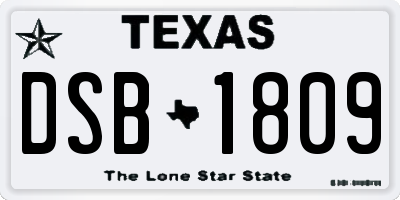 TX license plate DSB1809