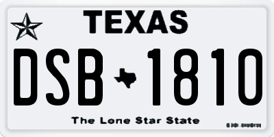 TX license plate DSB1810