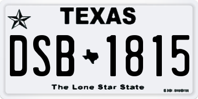 TX license plate DSB1815