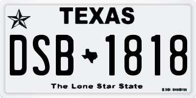 TX license plate DSB1818