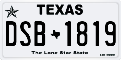 TX license plate DSB1819