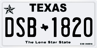 TX license plate DSB1820