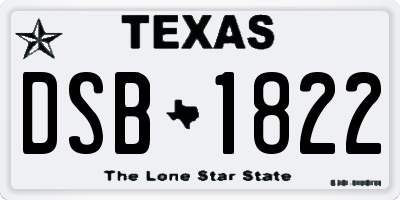 TX license plate DSB1822