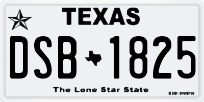 TX license plate DSB1825