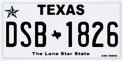 TX license plate DSB1826