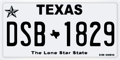 TX license plate DSB1829