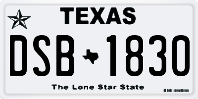 TX license plate DSB1830
