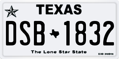TX license plate DSB1832