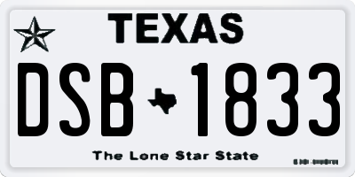 TX license plate DSB1833