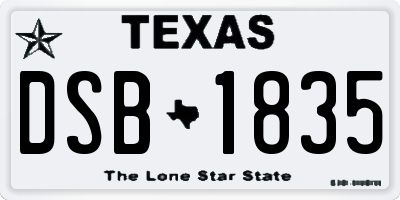 TX license plate DSB1835
