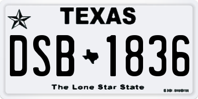 TX license plate DSB1836