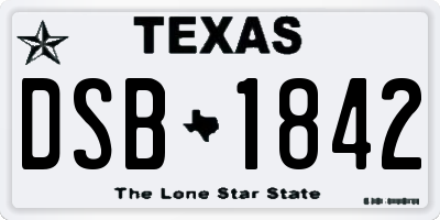 TX license plate DSB1842