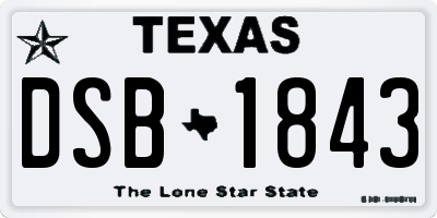 TX license plate DSB1843