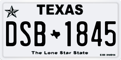 TX license plate DSB1845