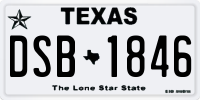 TX license plate DSB1846