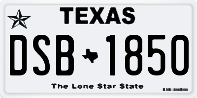 TX license plate DSB1850