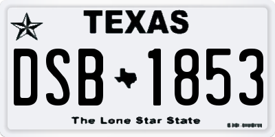 TX license plate DSB1853