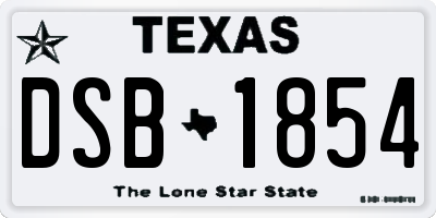 TX license plate DSB1854