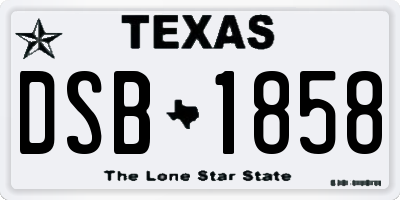 TX license plate DSB1858