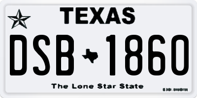 TX license plate DSB1860