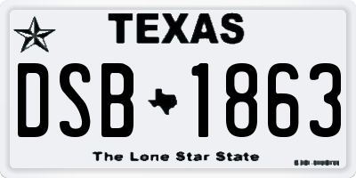 TX license plate DSB1863