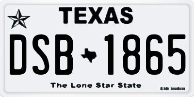 TX license plate DSB1865
