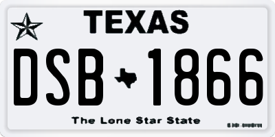 TX license plate DSB1866
