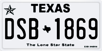 TX license plate DSB1869