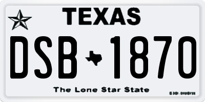 TX license plate DSB1870