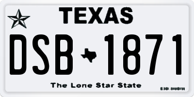 TX license plate DSB1871