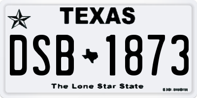 TX license plate DSB1873