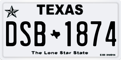 TX license plate DSB1874