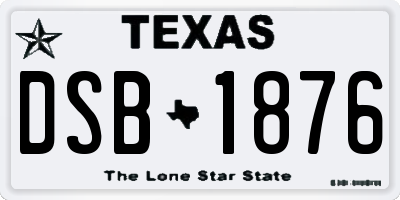 TX license plate DSB1876