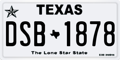 TX license plate DSB1878