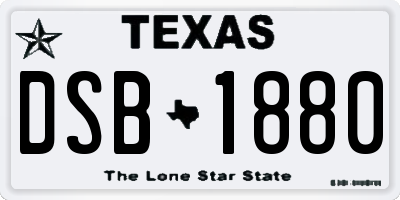 TX license plate DSB1880