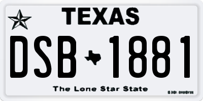TX license plate DSB1881
