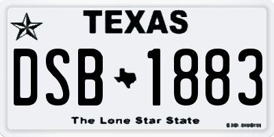 TX license plate DSB1883