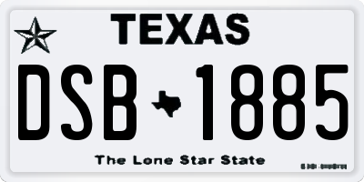 TX license plate DSB1885